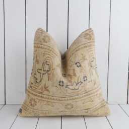 Vintage Turkish Kilim Pillow Cover, Bohemian Cushion - 16x16 - thumbnail 1