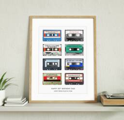Memory Tapes Personalised Print, Retro Cassette Tapes, Custom Made Gift Music Lover - thumbnail 1