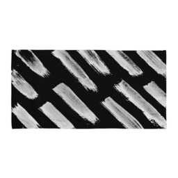 Black & White Patterned Beach Towel Abstract Shapes, Modern Bath Decor - thumbnail 3