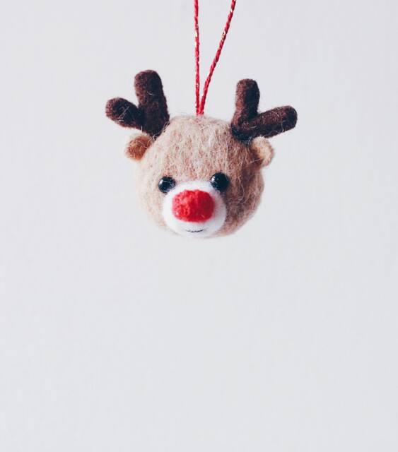 Needle Felted Reindeer Christmas Ornament Rudolph Decoration - image 1