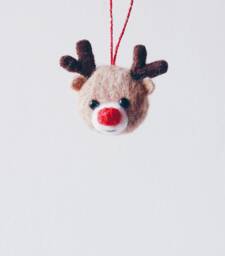 Needle Felted Reindeer Christmas Ornament Rudolph Decoration - thumbnail 1