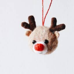 Needle Felted Reindeer Christmas Ornament Rudolph Decoration - thumbnail 2