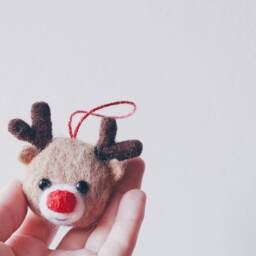 Needle Felted Reindeer Christmas Ornament Rudolph Decoration - thumbnail 3