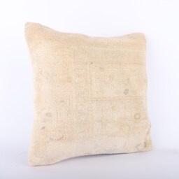 Vintage Turkish Kilim Pillow Cover 16'' Handwoven Wool Throw - thumbnail 2
