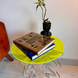 Neon Acrylic Coffee Table - Wavy Leg Design & Mirror Accents Pop Art Maximalist Decor Contemporary Furniture Modern - thumbnail 3