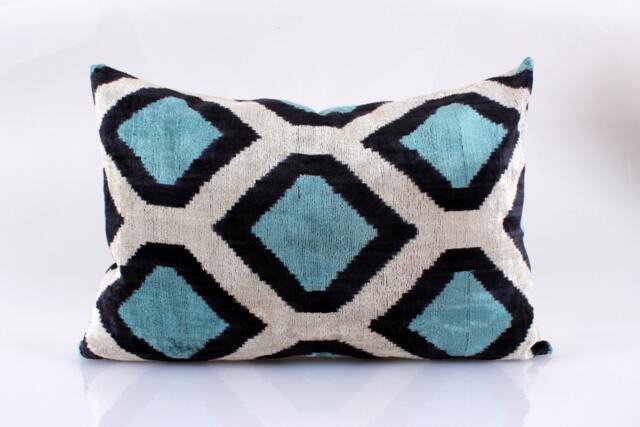 16x24 Ikat Velvet Pillow Cover, Handmade Cushion, Decorative Throw Pillow, Boho Cushion Turkish Home Decor - image 1