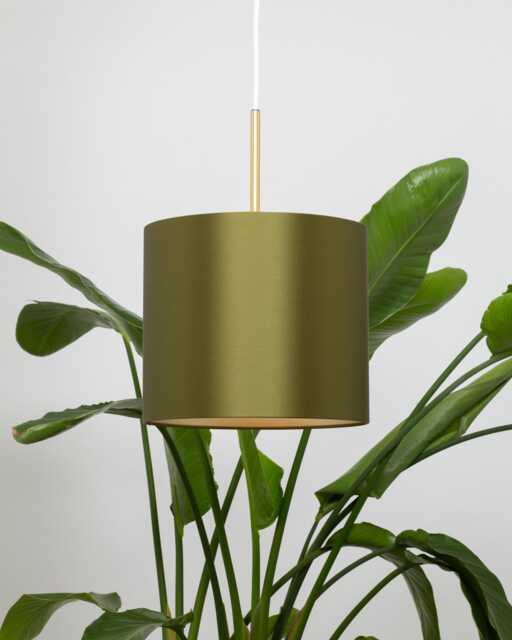 Avocado Satin Silk Gold Lining Lampshade - image 1