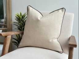 Natural Stone Cushion Cover Customisable Trim Colour + All Sizes - thumbnail 1