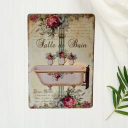 Vintage Bathroom Metal Sign Rustic Bath Home Decor Wall Art Plaque Shabby Chic Gift - thumbnail 3