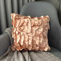 "Decorative Ruffles Beige Pink Bed Pillow Case 24""x24""/26""x26" - thumbnail 3