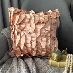 "Decorative Ruffles Beige Pink Bed Pillow Case 24""x24""/26""x26"
