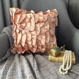 "Decorative Ruffles Beige Pink Bed Pillow Case 24""x24""/26""x26" - thumbnail 2