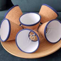 Cork Candle Clip Lampshade With Navy Trim - thumbnail 2