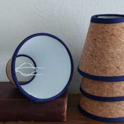 Cork Candle Clip Lampshade With Navy Trim - thumbnail 3