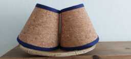 Cork Candle Clip Lampshade With Navy Trim - thumbnail 1
