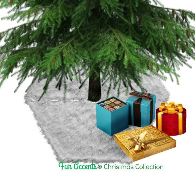 Handmade Faux Fur Christmas Tree Skirt - White Shag Hexagon Rug - image 1