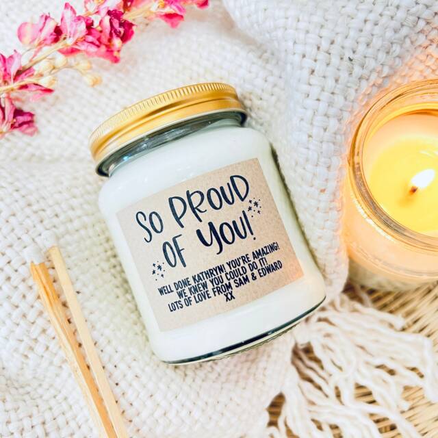 Personalised Congratulations Candle Gift Proud Of You, New Job, Exam Success - image 1