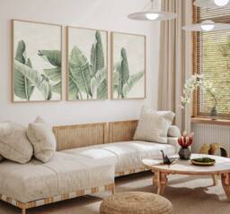 Neutral Wall Prints, Botanical Bedroom Line Art, Beige Home Decor, Hand Drawn Plants, Set Of 3 Prints A2 - thumbnail 1