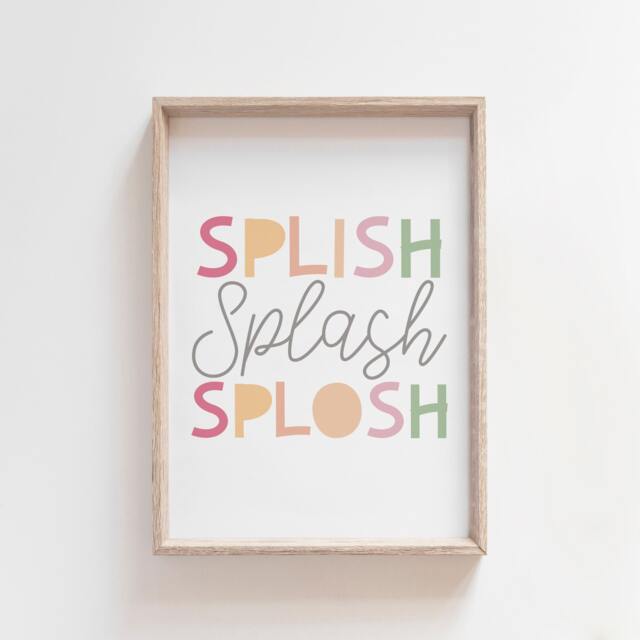 Splish Splash Splosh Bathroom Print, Kids Bathroom, Wall Art, Decor, Signs, Rules, Art - image 1