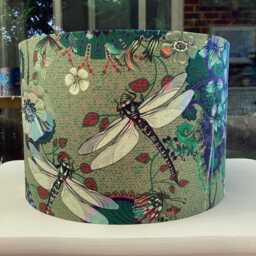 Butterfly Floral Wild Meadow Lampshade Ochre Dragonfly Mustard Green Blue Table Ceiling