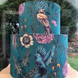 Butterfly Floral Wild Meadow Lampshade Ochre Dragonfly Mustard Green Blue Table Ceiling - thumbnail 2