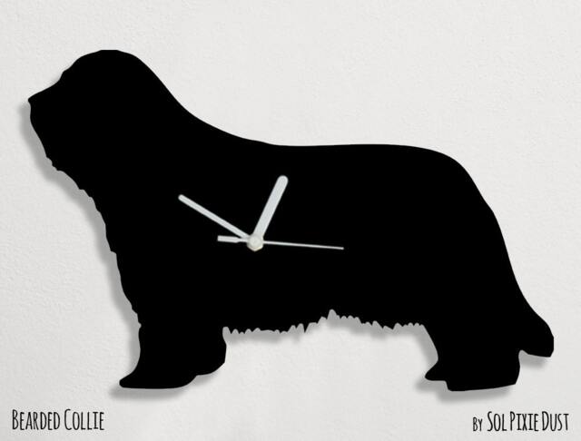 Bearded Collie Dog - Wall Clock Silhouette - image 1