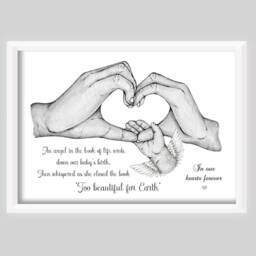 Family Print Birth Hands Baby Loss Angel Wings Unframed Stillbirth Bereavement Memorial - thumbnail 2