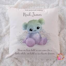 Baby Loss, in Memory, Loss Pillow, Memorial Personalised Cushion, Rainbow Bear Memorial Grieving Gift - thumbnail 3