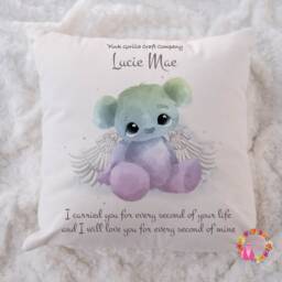 Baby Loss, in Memory, Loss Pillow, Memorial Personalised Cushion, Rainbow Bear Memorial Grieving Gift - thumbnail 2
