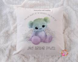 Baby Loss, in Memory, Loss Pillow, Memorial Personalised Cushion, Rainbow Bear Memorial Grieving Gift - thumbnail 1