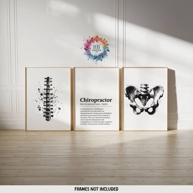 Chiropractor Definition Prints - 3 Watercolour Posters - Chiropractic Office Decor Anatomy Wall Art Chiro Clinic Artwork Medical Room - image 1