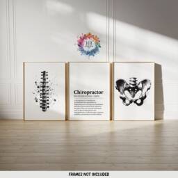 Chiropractor Definition Prints - 3 Watercolour Posters - Chiropractic Office Decor Anatomy Wall Art Chiro Clinic Artwork Medical Room - thumbnail 1