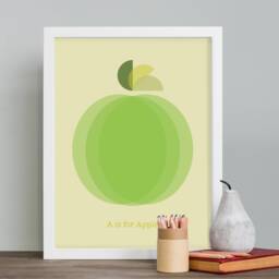 A Is For Apple Wall Art Print, All Sizes, Funky Style, Mid Century - thumbnail 1
