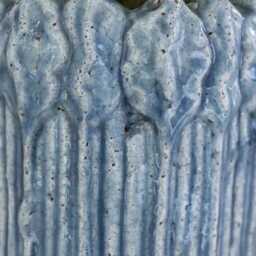 Blue Plant Pot - Rustic Teal Flower Striped Succulent Planter Cacti, Herb, Cover Textured - thumbnail 3