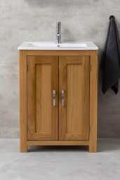 Solid Oak Bathroom Vanity Unit - Ceramic Inset Basin 310Inset