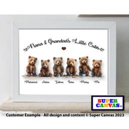 Teddy Bear Grandchildren Personalised Family Picture Framed A4 Print Handmade Gift For Grandparents Nana Grandad Birthday Mothers Day - thumbnail 1