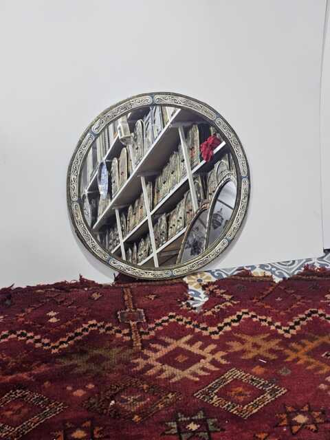 Round Moroccan Oriental Mirror With Cow Bone Frame - image 1