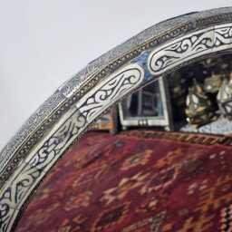 Round Moroccan Oriental Mirror With Cow Bone Frame - thumbnail 3
