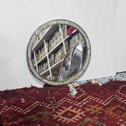 Round Moroccan Oriental Mirror With Cow Bone Frame - thumbnail 4