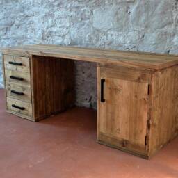 Executive Office Desk - Handmade Solid Reclaimed Wood With Drawers Rustic Industrial Workstation Custom Furniture - thumbnail 3