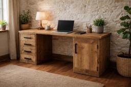 Executive Office Desk - Handmade Solid Reclaimed Wood With Drawers Rustic Industrial Workstation Custom Furniture