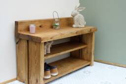 Farmhouse Shoe Rack Boot Bench Solid Chunky Wood Antique Wooden Rustic