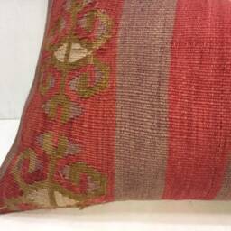 Vintage Turkish Kilim Pillow Cover, Handwoven Accent - 16x24 - thumbnail 3