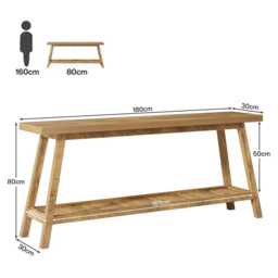Modern Farmhouse Console Table, Rustic Entryway Storage Shelf, Vintage Brown Wood Furniture - thumbnail 3