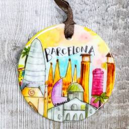 Barcelona Little City Landmark Ceramic Hanging Decoration Christmas Travel - thumbnail 3