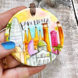 Barcelona Little City Landmark Ceramic Hanging Decoration Christmas Travel - thumbnail 2