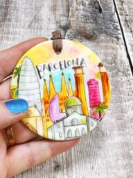 Barcelona Little City Landmark Ceramic Hanging Decoration Christmas Travel