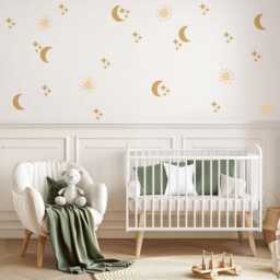 Moon & Sun Wall Stickers Celestial Nursery Decor Gold Decals Star Kids Bedroom - thumbnail 2
