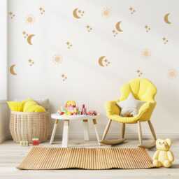 Moon & Sun Wall Stickers Celestial Nursery Decor Gold Decals Star Kids Bedroom - thumbnail 3