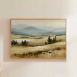 Misty Mountain Poster, Lake Valley Print, Nature Wall Art, Paper - thumbnail 1